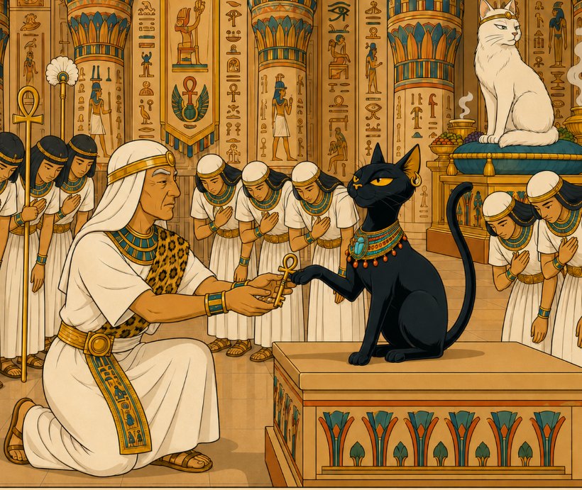 The High Priest hands Timo the sacred golden key