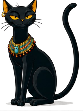 Timo, a sleek black Egyptian cat